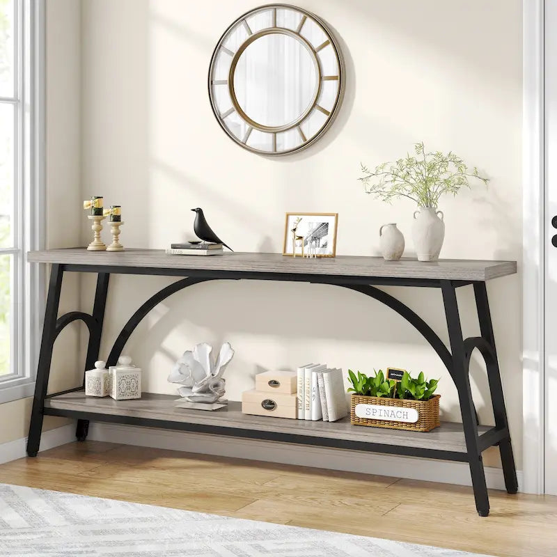 70.8Sofa Tables, 2 Tier Extra Long Console Tables for Entryway