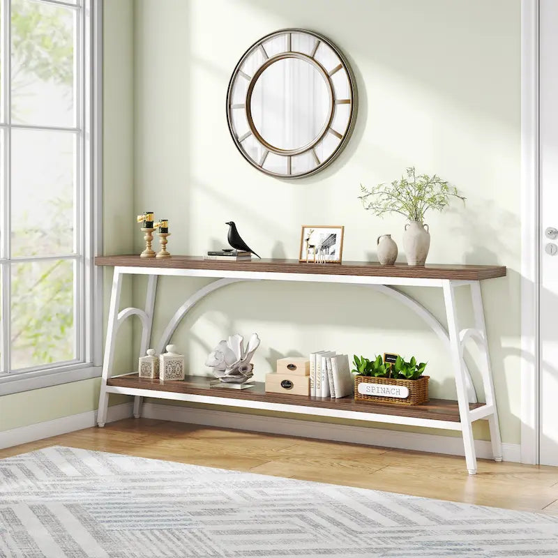70.8Sofa Tables, 2 Tier Extra Long Console Tables for Entryway