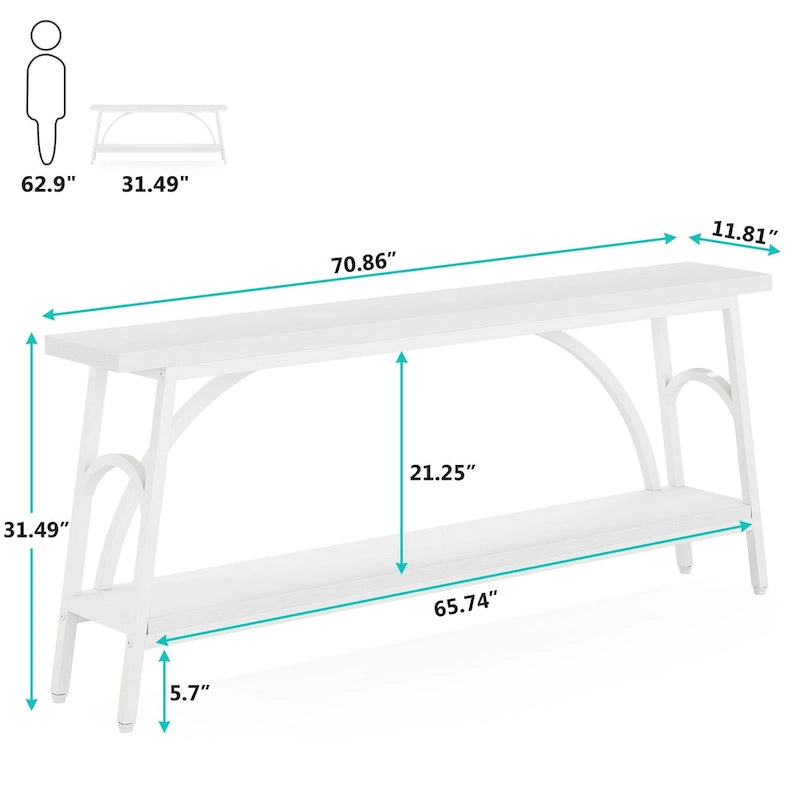 70.8Sofa Tables, 2 Tier Extra Long Console Tables for Entryway