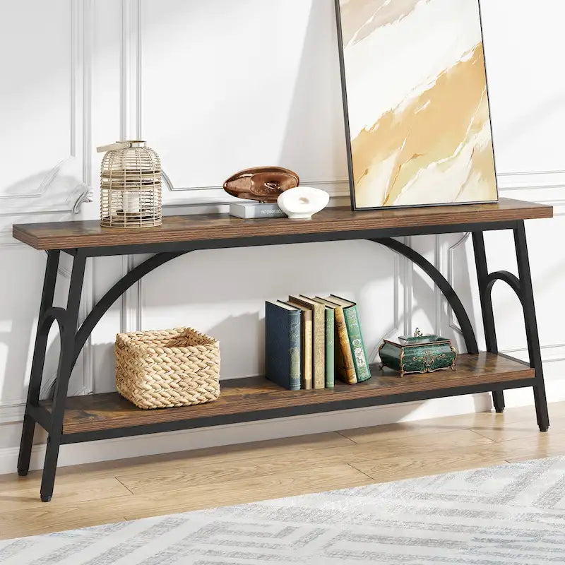 70.8Sofa Tables, 2 Tier Extra Long Console Tables for Entryway
