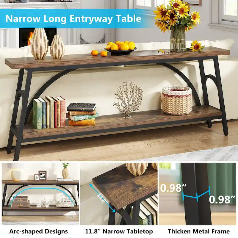 70.8Sofa Tables, 2 Tier Extra Long Console Tables for Entryway