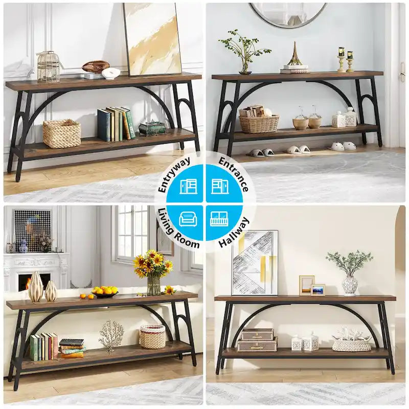 70.8Sofa Tables, 2 Tier Extra Long Console Tables for Entryway