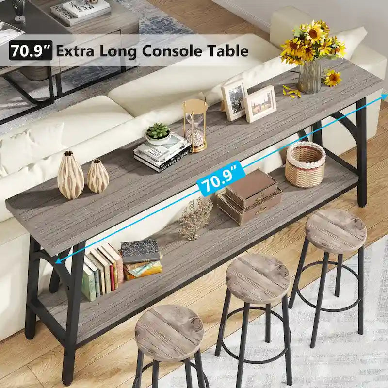70.8Sofa Tables, 2 Tier Extra Long Console Tables for Entryway