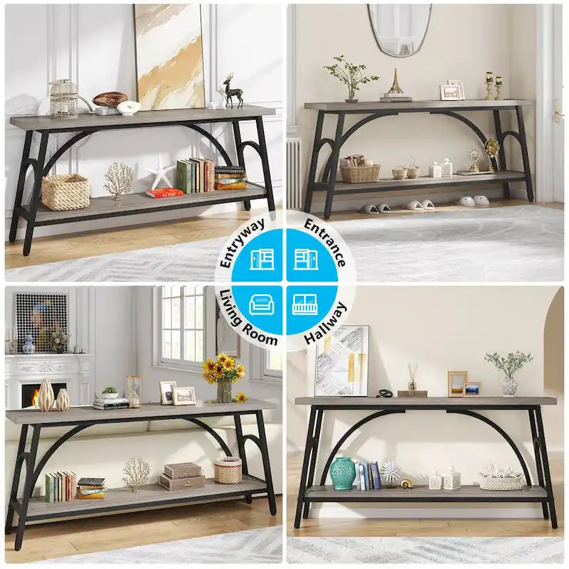 70.8Sofa Tables, 2 Tier Extra Long Console Tables for Entryway