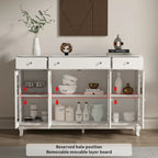 Modern Farmhouse Wood Accent Cabinet with Glass Doors Sideboard Buffet