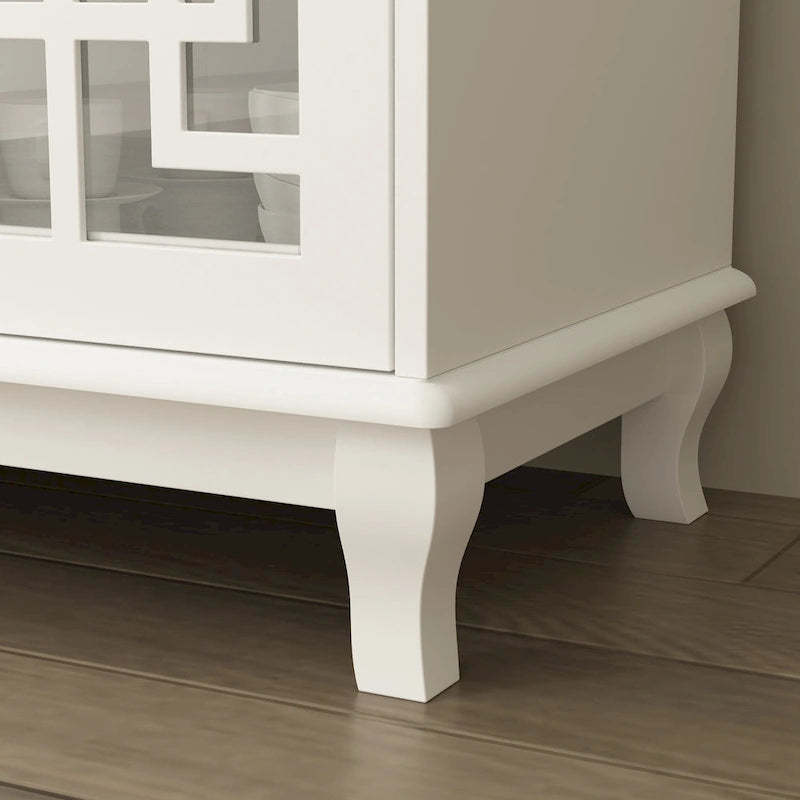 Modern Farmhouse Wood Accent Cabinet with Glass Doors Sideboard Buffet