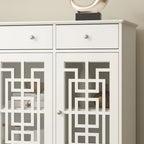 Modern Farmhouse Wood Accent Cabinet with Glass Doors Sideboard Buffet