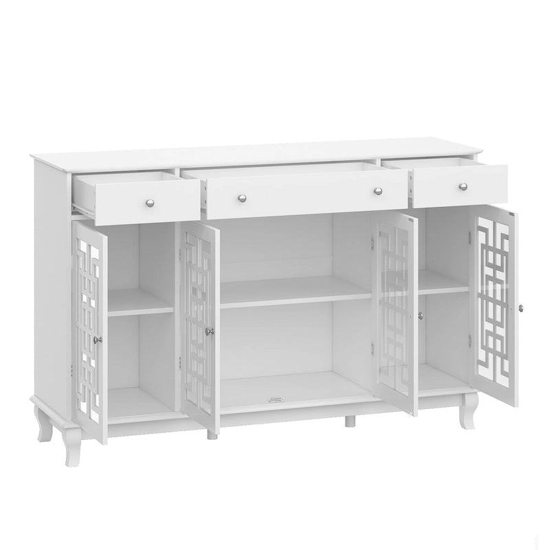 Modern Farmhouse Wood Accent Cabinet with Glass Doors Sideboard Buffet