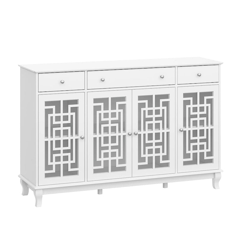 Modern Farmhouse Wood Accent Cabinet with Glass Doors Sideboard Buffet