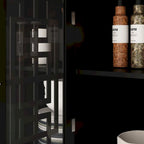 Modern Farmhouse Wood Accent Cabinet with Glass Doors Sideboard Buffet