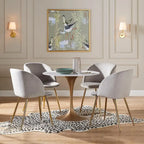 JASIWAY Modern Faux Marble Top Iron Pedestal Dining Table