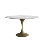 JASIWAY Modern Faux Marble Top Iron Pedestal Dining Table