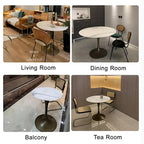 JASIWAY Modern Faux Marble Top Iron Pedestal Dining Table
