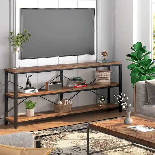 70.8 Zoll langer Konsolentisch mit 3 Ebenen, TV-Ständer und Sofatisch