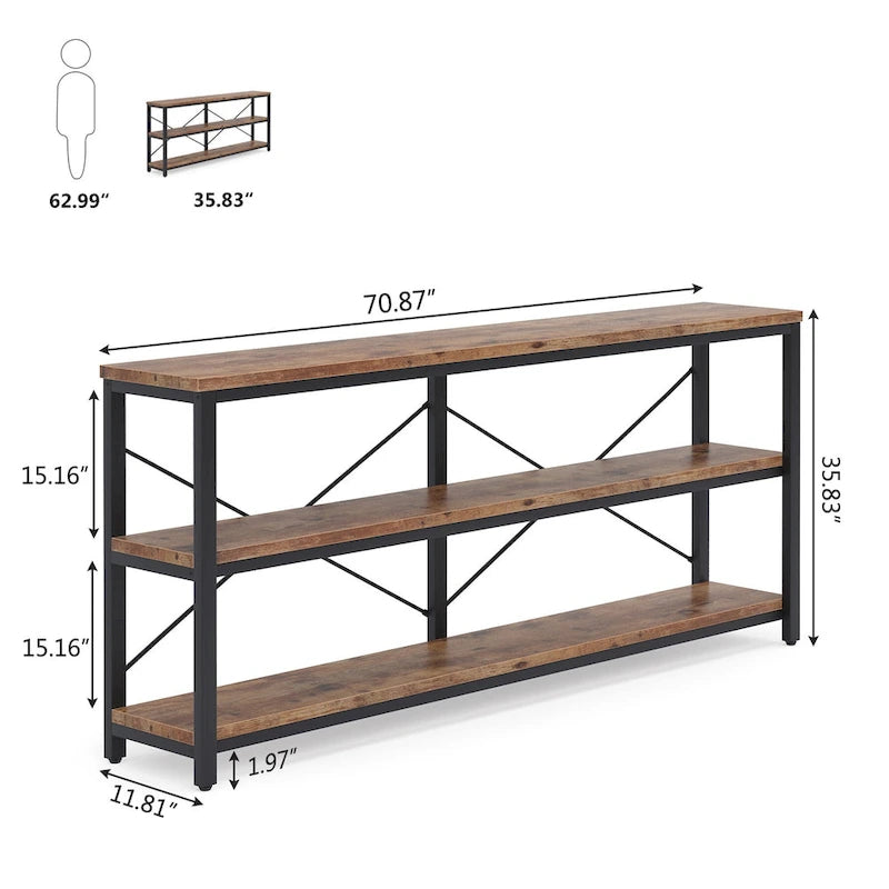 70.8 Inches Console Table 3 Tiers TV Stand Sofa Table