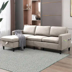 Mixoy Convertible L-Shaped Sectional 3-Seat Sofa with Storage Ottoman,Reversible Chaise - 85.83in x 27.95in x 30.71in