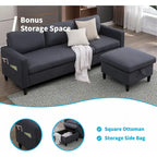 Mixoy Convertible L-Shaped Sectional 3-Seat Sofa with Storage Ottoman,Reversible Chaise - 85.83in x 27.95in x 30.71in