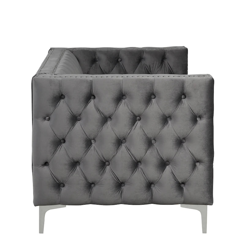 Morden Fort Modern Loveseat with Deep Dutch Velvet Iron Legs