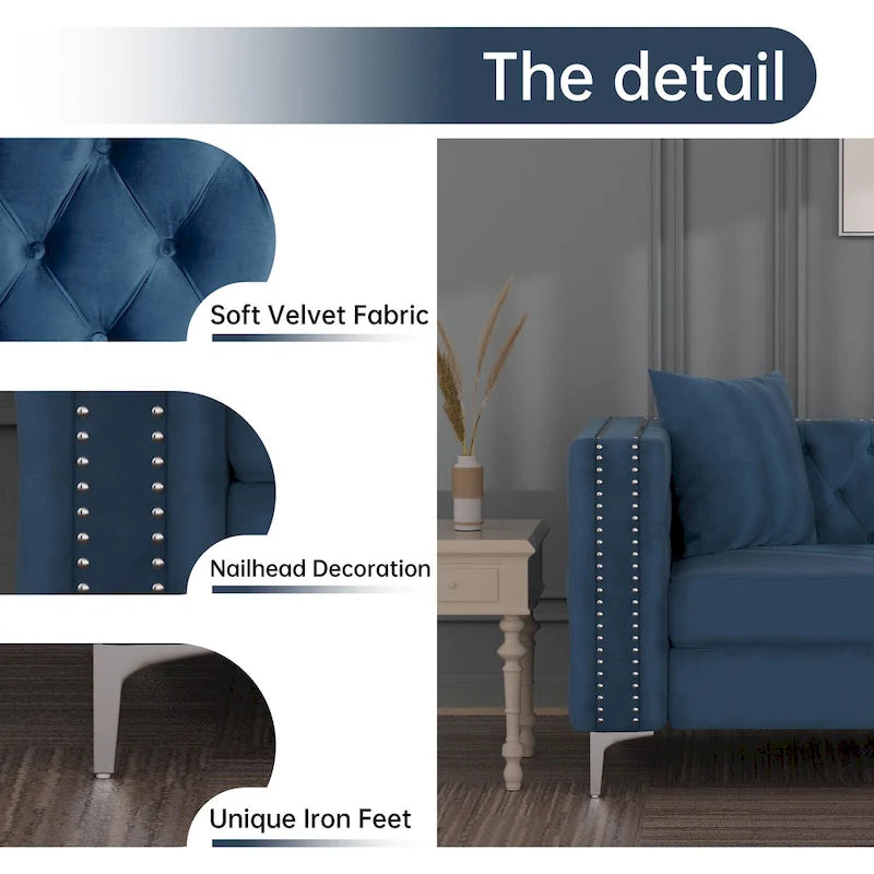Morden Fort Modern Loveseat with Deep Dutch Velvet Iron Legs