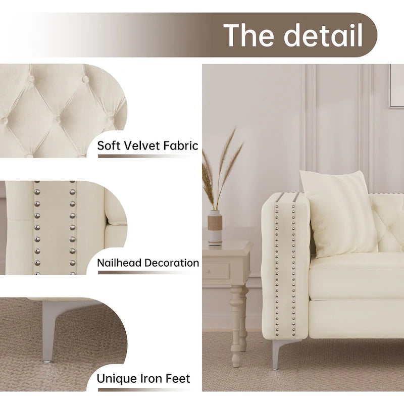 Morden Fort Modern Loveseat with Deep Dutch Velvet Iron Legs