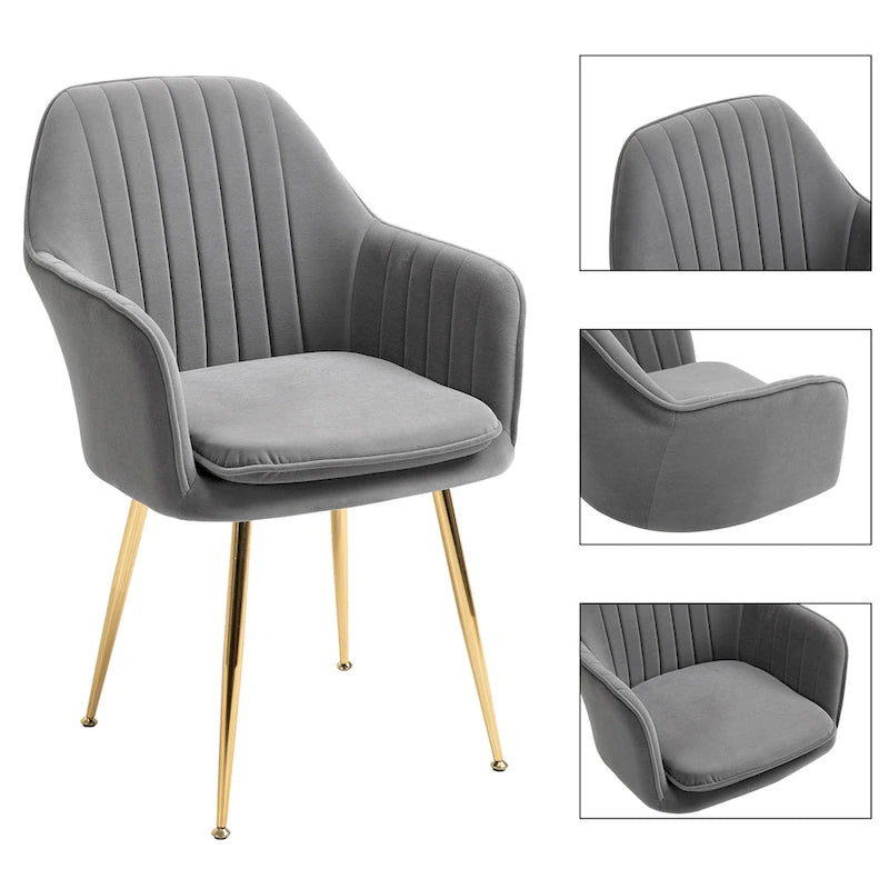 AVAWING Upholstered Dining Chair (Set of 6) Velvet Accent Arm Chair