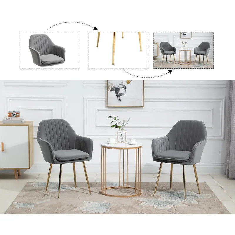 AVAWING Upholstered Dining Chair (Set of 6) Velvet Accent Arm Chair