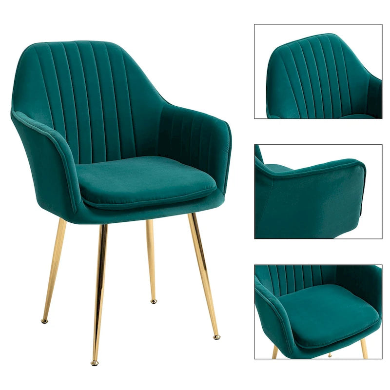 AVAWING Upholstered Dining Chair (Set of 6) Velvet Accent Arm Chair