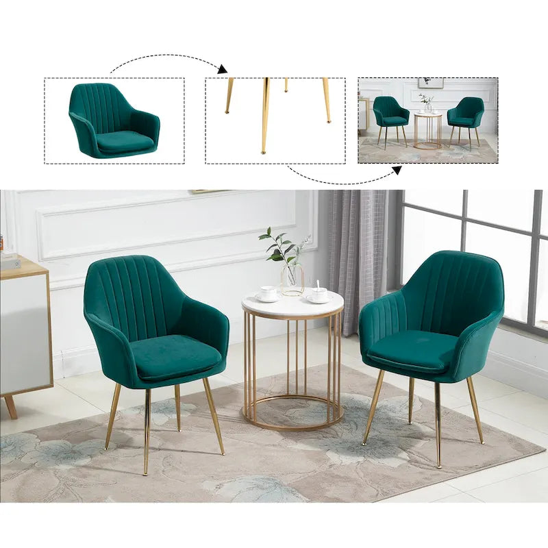 AVAWING Upholstered Dining Chair (Set of 6) Velvet Accent Arm Chair