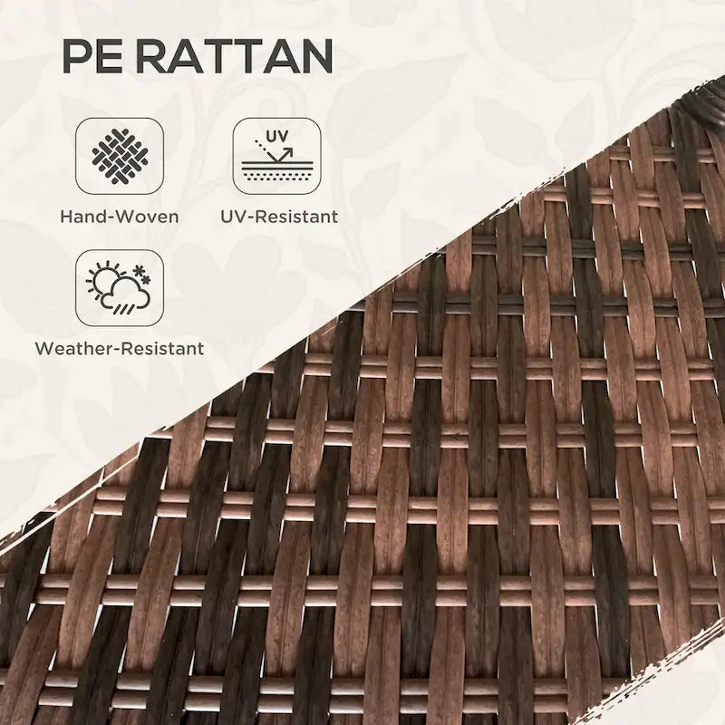 Outsunny Rattan Coffee Table with Storage Shelf, Wicker Side Table with Glass Top, Outdoor End Table for Garden, Porch, Backyard