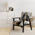Designart  Black And Gold Cubic Expression VII  Upholstered Modern & Contemporary Accent Chair and Modern Arm Chair