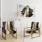 Designart  Black And Gold Cubic Expression VII  Upholstered Modern & Contemporary Accent Chair and Modern Arm Chair