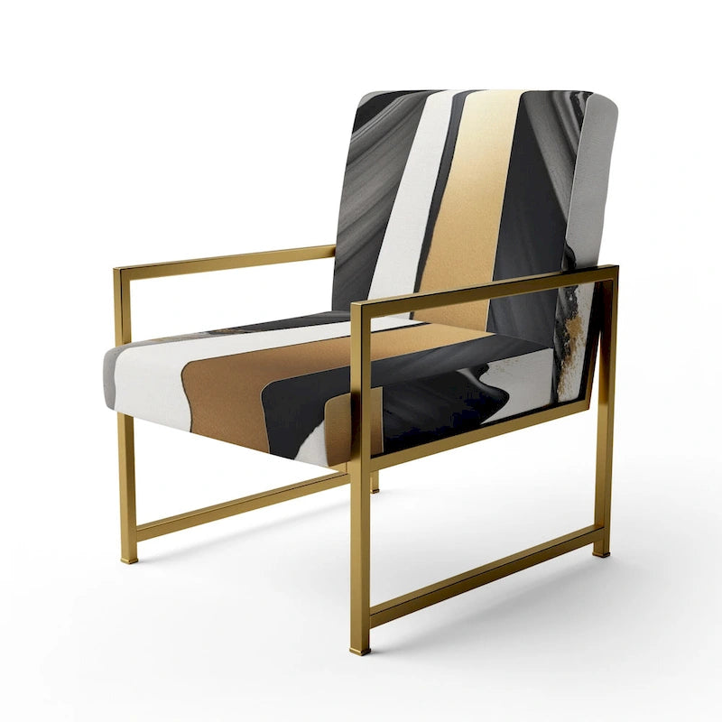 Designart  Black And Gold Cubic Expression VII  Upholstered Modern & Contemporary Accent Chair and Modern Arm Chair
