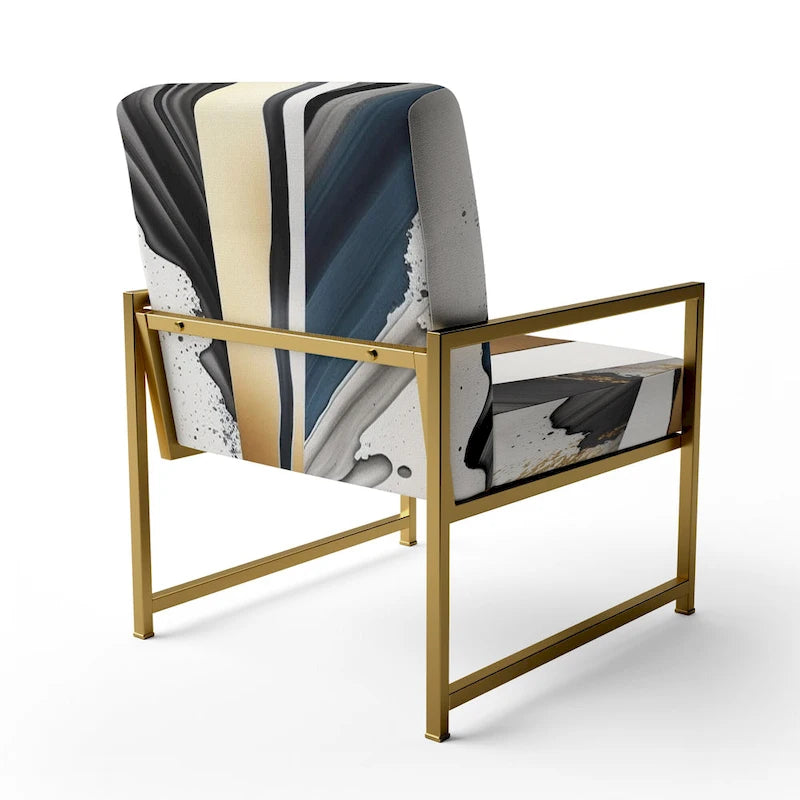 Designart  Black And Gold Cubic Expression VII  Upholstered Modern & Contemporary Accent Chair and Modern Arm Chair