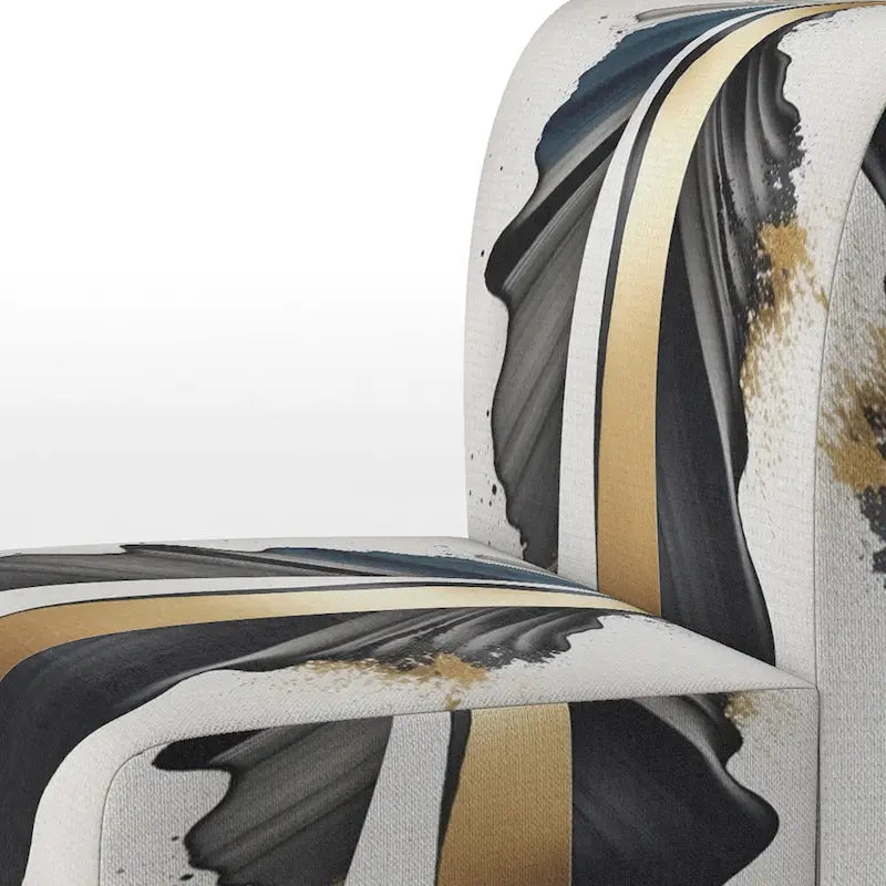 Designart  Black And Gold Cubic Expression VII  Upholstered Modern & Contemporary Accent Chair and Modern Arm Chair