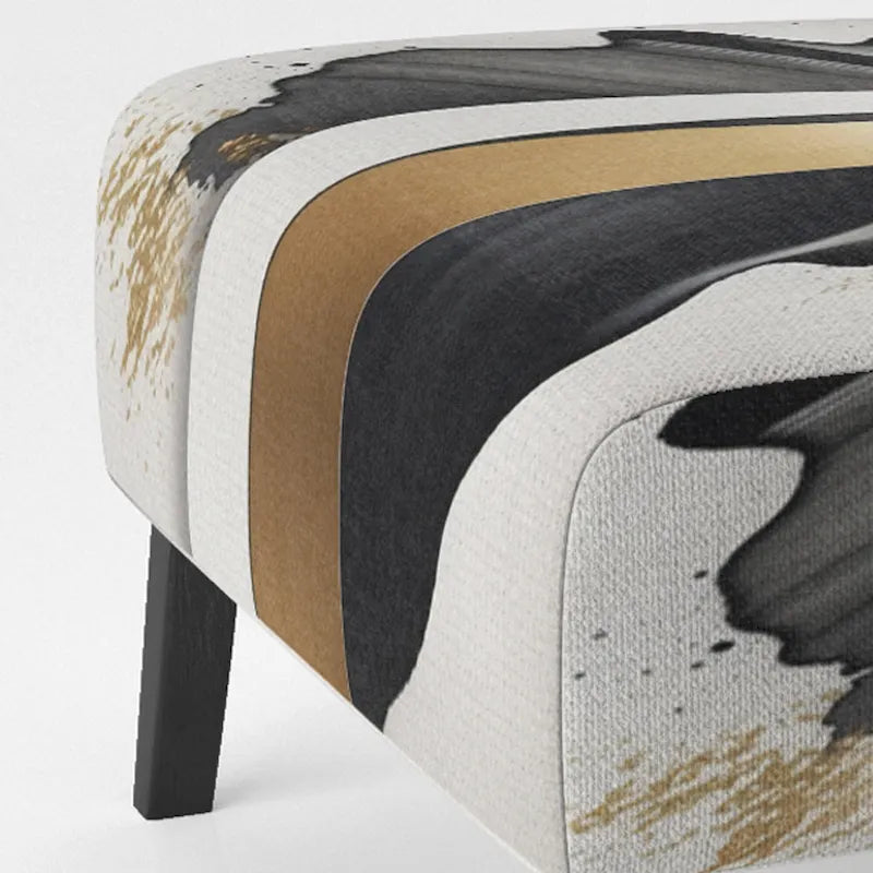Designart  Black And Gold Cubic Expression VII  Upholstered Modern & Contemporary Accent Chair and Modern Arm Chair