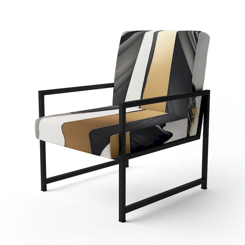 Designart  Black And Gold Cubic Expression VII  Upholstered Modern & Contemporary Accent Chair and Modern Arm Chair
