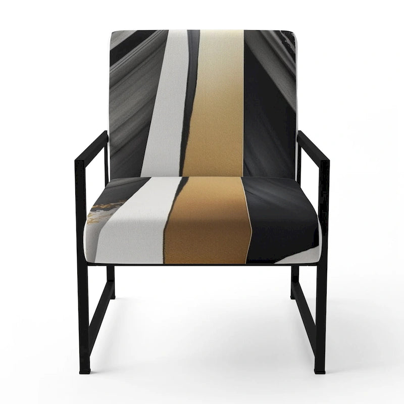Designart  Black And Gold Cubic Expression VII  Upholstered Modern & Contemporary Accent Chair and Modern Arm Chair