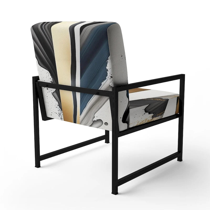 Designart  Black And Gold Cubic Expression VII  Upholstered Modern & Contemporary Accent Chair and Modern Arm Chair
