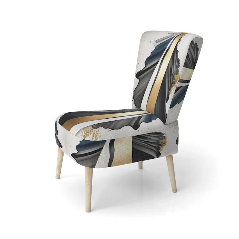 Designart  Black And Gold Cubic Expression VII  Upholstered Modern & Contemporary Accent Chair and Modern Arm Chair