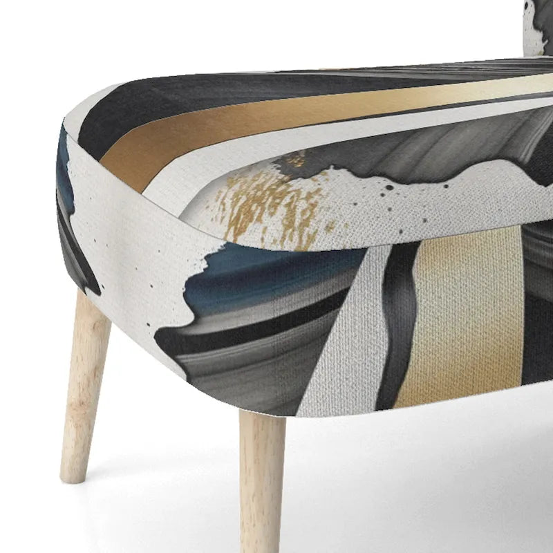 Designart  Black And Gold Cubic Expression VII  Upholstered Modern & Contemporary Accent Chair and Modern Arm Chair