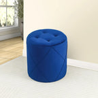 Adeco Velvet Round Tufted Ottoman Foot Rest Vanity Stool