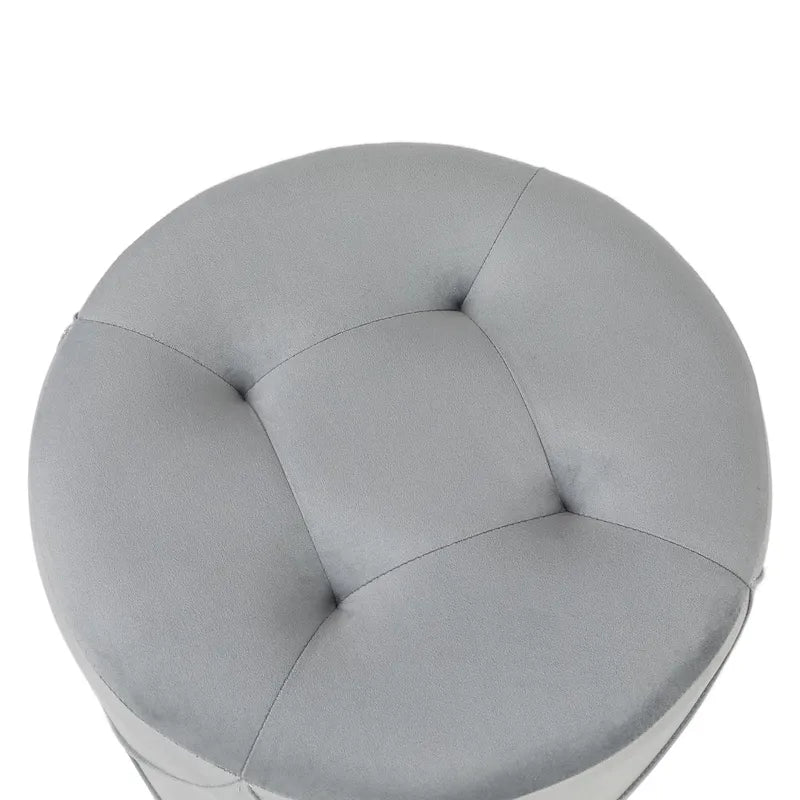 Adeco Velvet Round Tufted Ottoman Foot Rest Vanity Stool