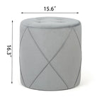 Adeco Velvet Round Tufted Ottoman Foot Rest Vanity Stool