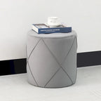 Adeco Velvet Round Tufted Ottoman Foot Rest Vanity Stool