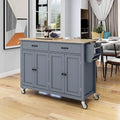 54.3  W Solid Wood Countertop Kitchen Cart with 4 Door Cabinet and 2 Drawers