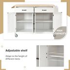54.3  W Solid Wood Countertop Kitchen Cart with 4 Door Cabinet and 2 Drawers