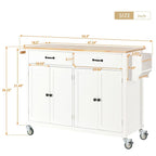 54.3  W Solid Wood Countertop Kitchen Cart with 4 Door Cabinet and 2 Drawers