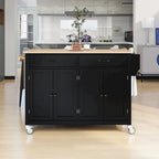 54.3  W Solid Wood Countertop Kitchen Cart with 4 Door Cabinet and 2 Drawers