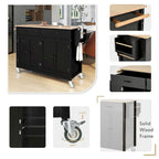 54.3  W Solid Wood Countertop Kitchen Cart with 4 Door Cabinet and 2 Drawers