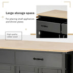 54.3  W Solid Wood Countertop Kitchen Cart with 4 Door Cabinet and 2 Drawers